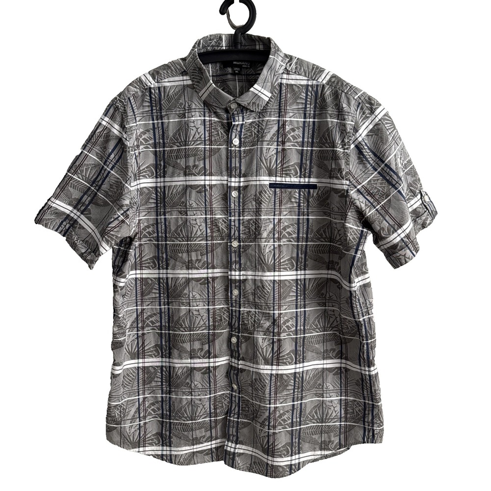 Murano Mens Button Short Sleeve XL Slit Fit Beach Vacation Summer Hawaiian